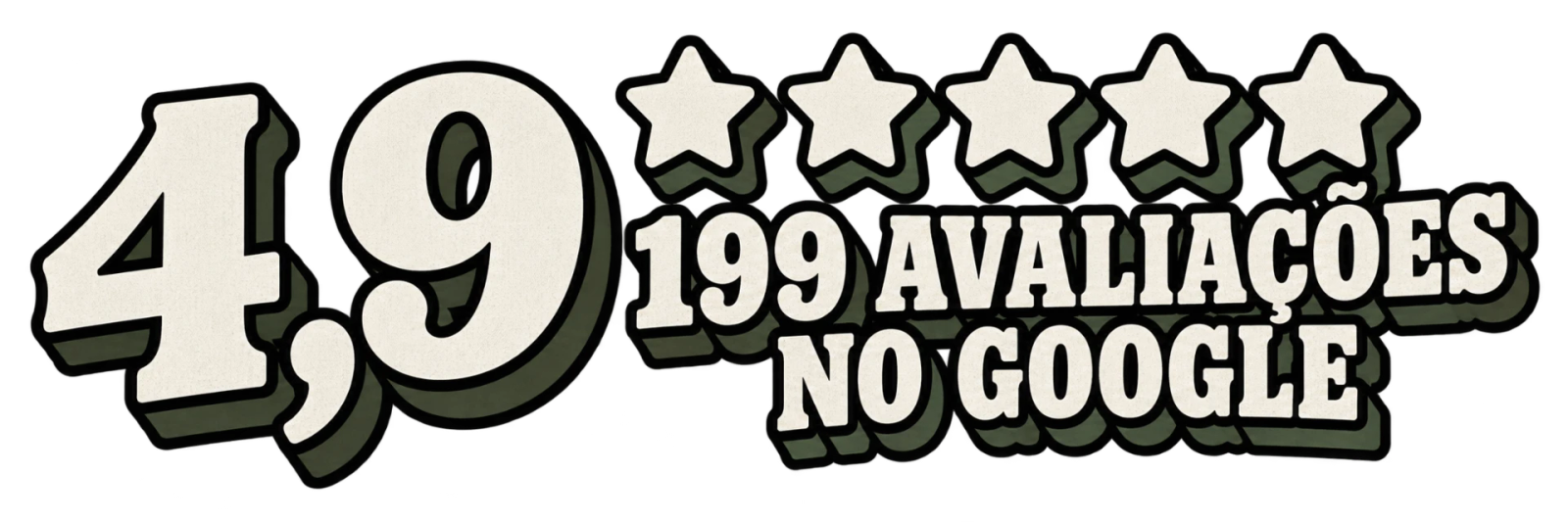 Nota 4,9 com 199 avaliações no Google